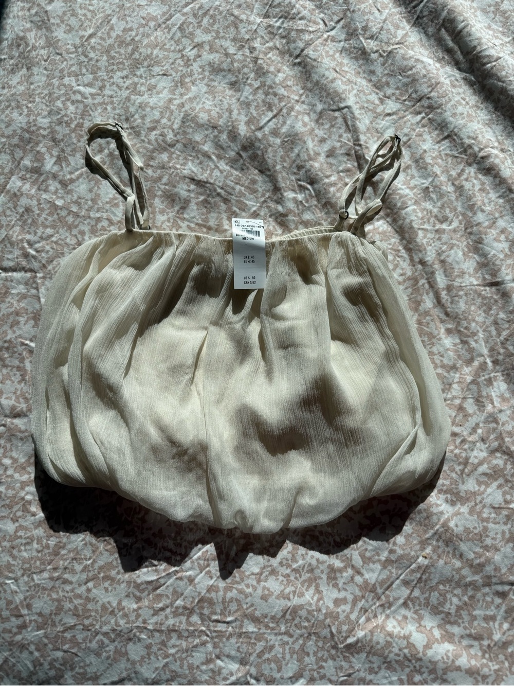 Abercrombie Light Cream Spaghetti Strap Puff Tank Top